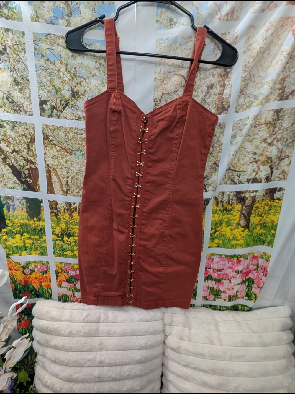 Forever 21 Rust Hook-Front Mini Dress